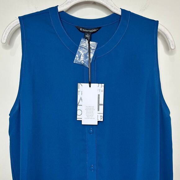 NWT 41 Hawthorn Blue Sleeveless Button Front Shirt Size L Stitch Fix - Picture 5 of 9
